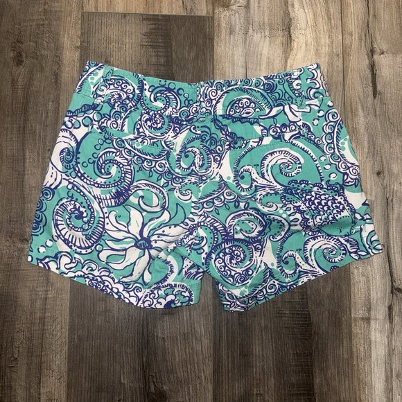 Lilly Pulitzer Shorts Womens 00 Callahan Seafoam Green Montauk Preppy Beach - Picture 3 of 8